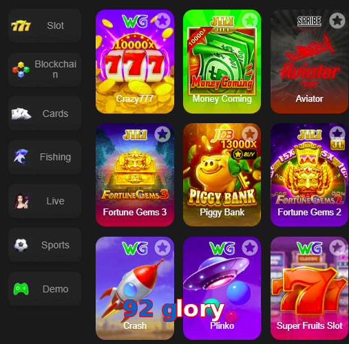 Main screen of 92 Glory game page for PK players